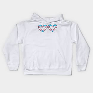 Transgender pride flag heart sunglasses Kids Hoodie